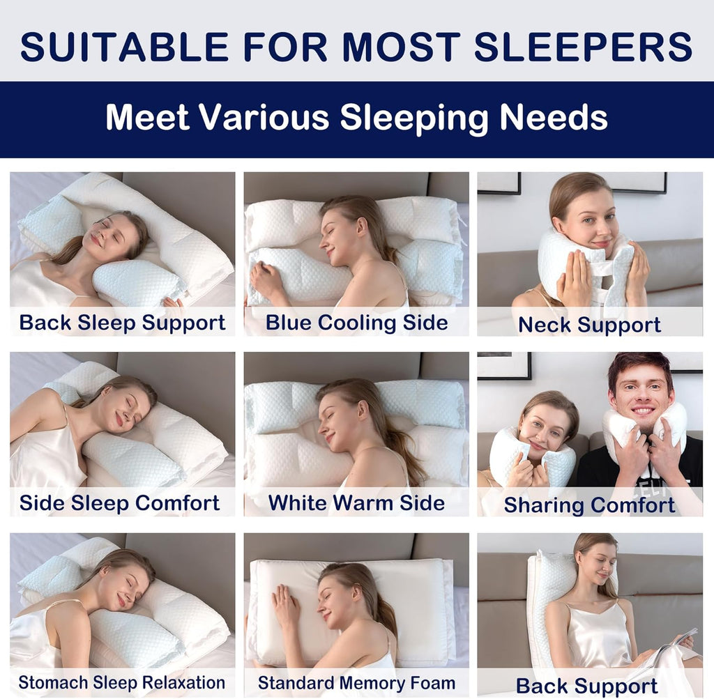 hyvecloud Memory Foam Bed Pillow, Adaptive Pillows for Neck, Medium Firm Pillow for Side, Back, and Stomach Sleepers Keep Pressure Relief to D…