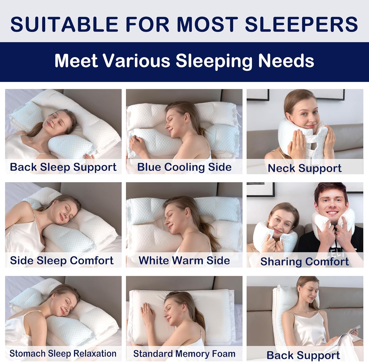 hyvecloud Memory Foam Bed Pillow, Adaptive Pillows for Neck, Medium Firm Pillow for Side, Back, and Stomach Sleepers Keep Pressure Relief to D…