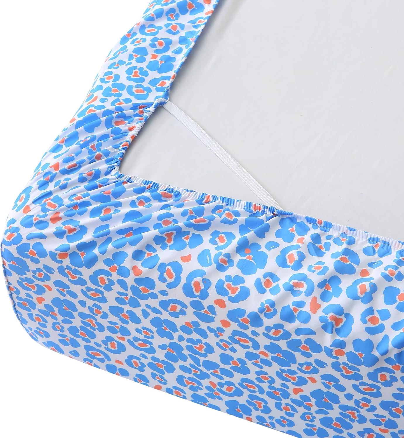 mooreeke Leopard Cheetah Printed Twin Bed Sheets, Soft Microfiber Bedding Sheets & Pillowcases, Deep Pocket Non-Slip Fitted Twin Sheet, Blu…