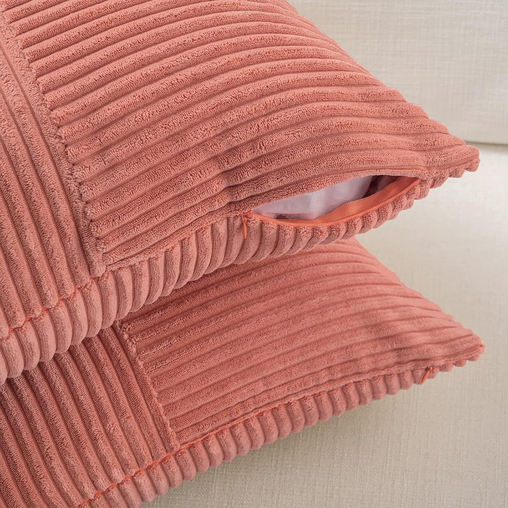 Fancy Homi 2 Packs Coral Decorative Throw Pillow Covers 22x22 Inch for Living Room Couch Bed, Rustic Farmhouse Boho Home Decor, Soft…