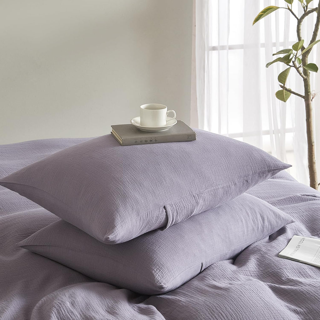 DefineCozyHealthyLife SE SOFTEXLY Muslin Pillowcases Standard Size 100% Cotton, 2 Pack Linen Like Pillow Shams with Envelope Closure, Ultra…
