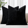 decorUhome Chenille Black Throw Pillow Covers 24x24 Inch Set of 2, Decorative Soft Couch Pillow Covers Solid Dyed Accent Farmhouse Neutral…