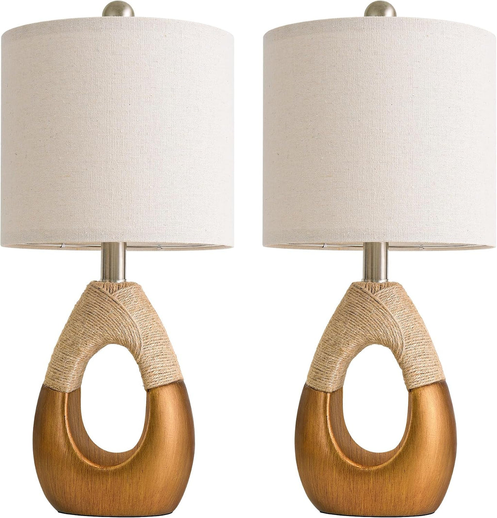 OYEARS 19" Table Lamps Set of 2, Boho Lamps for Living Room, Rustic Bedside Lamps for Bedroom, Farmhouse Rattan Table Lamp, Small Space…