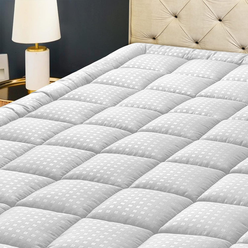 HYLEORY Full Mattress Pad Quilted Fitted Mattress Protector Cooling Pillow Top Mattress Cover Breathable Fluffy Soft Mattress Topper with…