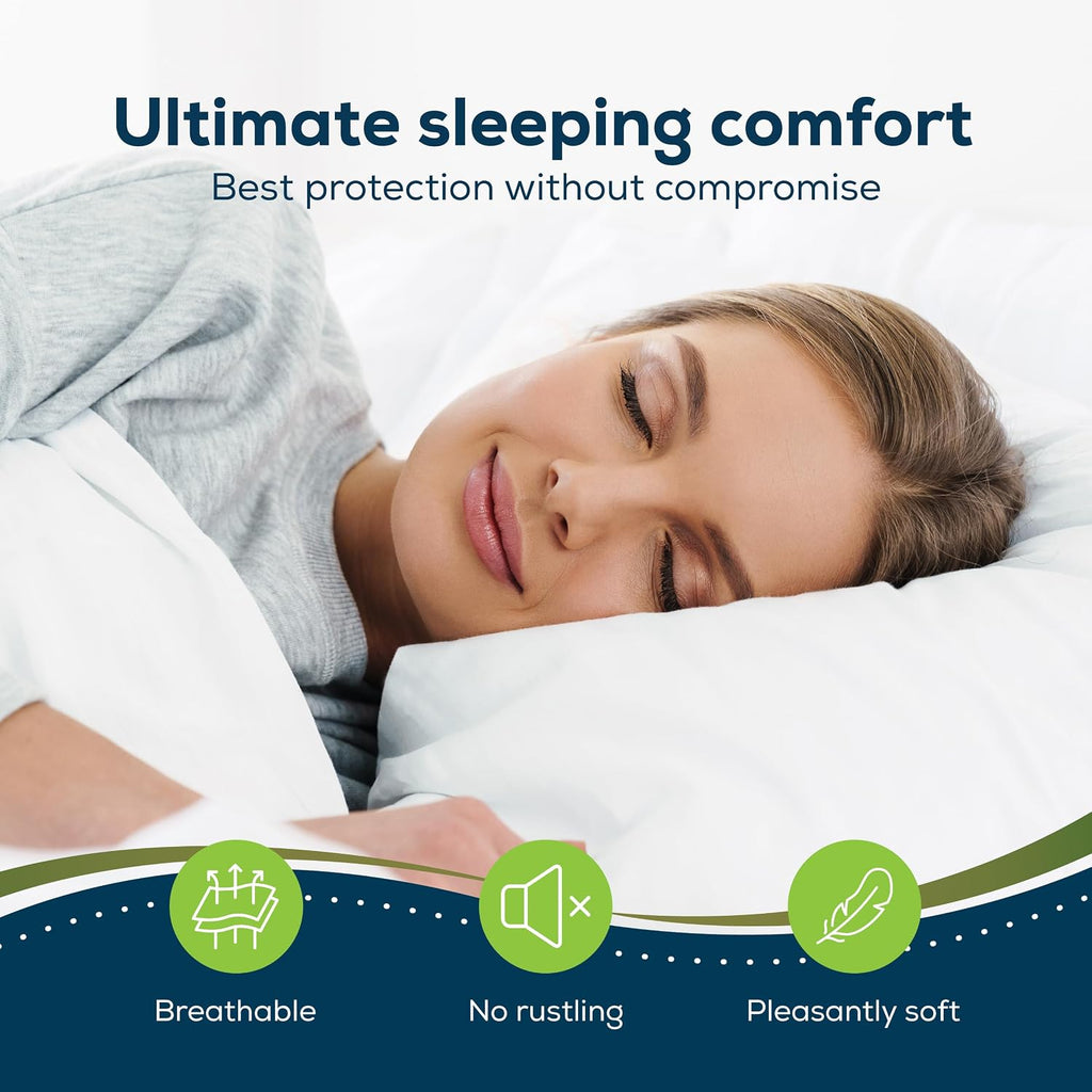 Sensalou King Size Waterproof Pillow Protectors - Noiseless Cover Case with Zipper - Encasement Ultra-Soft Cover Oeko-Tex Certified, Hot…