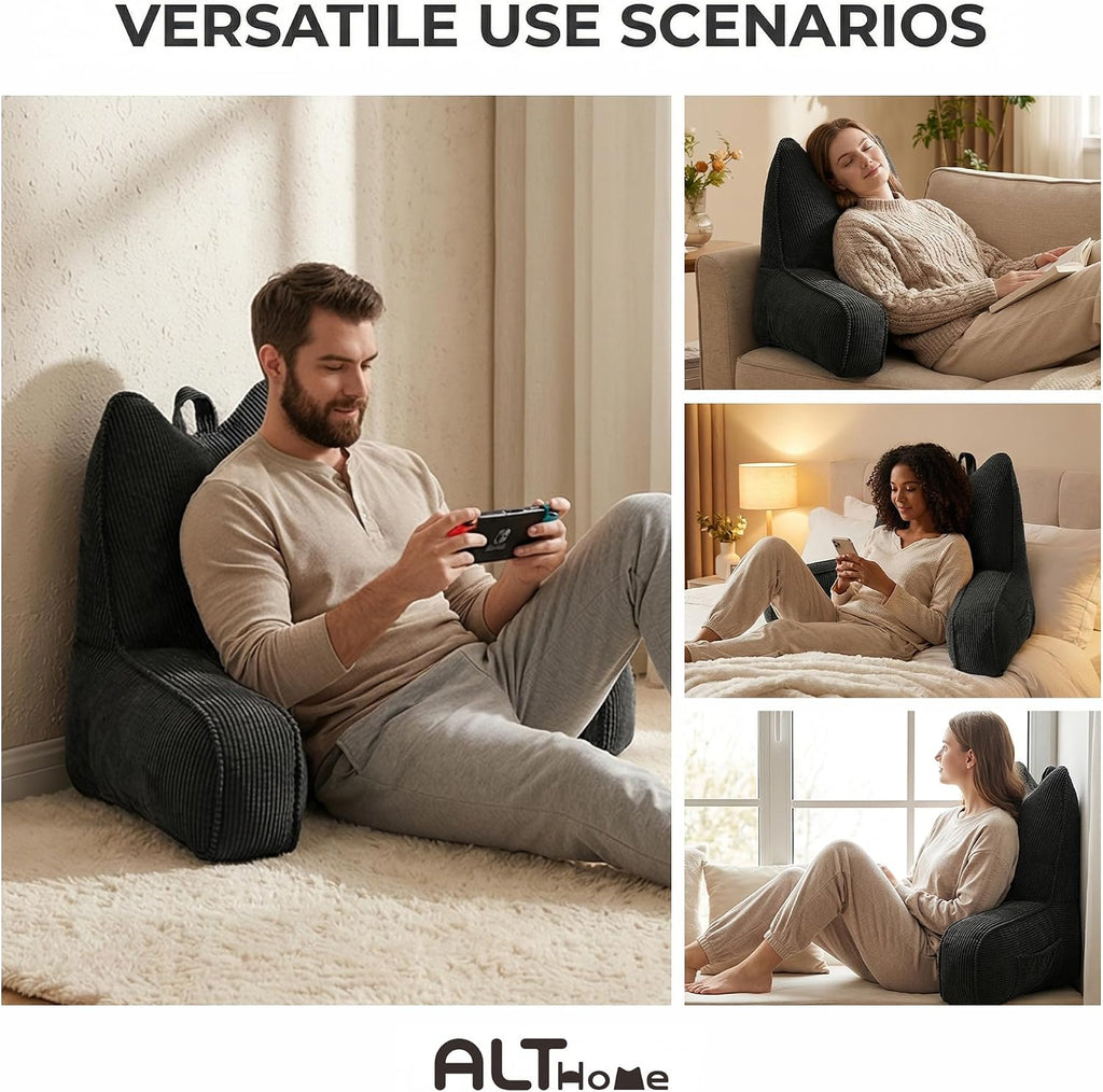 Ailuteie Patented Design Corduroy Bed Rest Pillow with Arms, Back Support Pillow for Sitting in Bed, Detachable Lumbar Support, Large Backr…