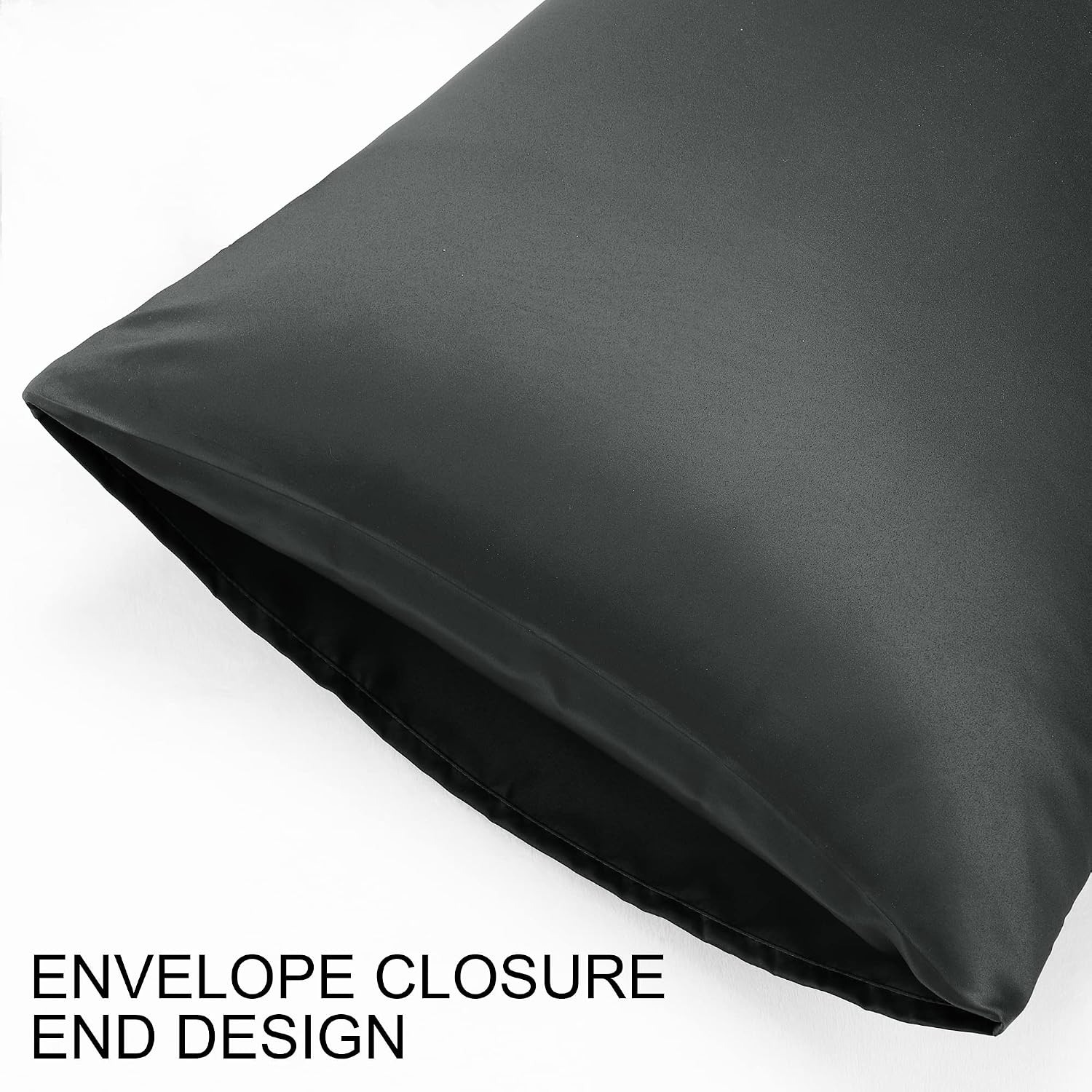 uxcell 2 Pack Silk Satin Pillowcase for Hair and Skin, Cool, Silky, Soft Breathable Pillow Cases King Size 20x36 Inch Sateen Pillowcase Bla…