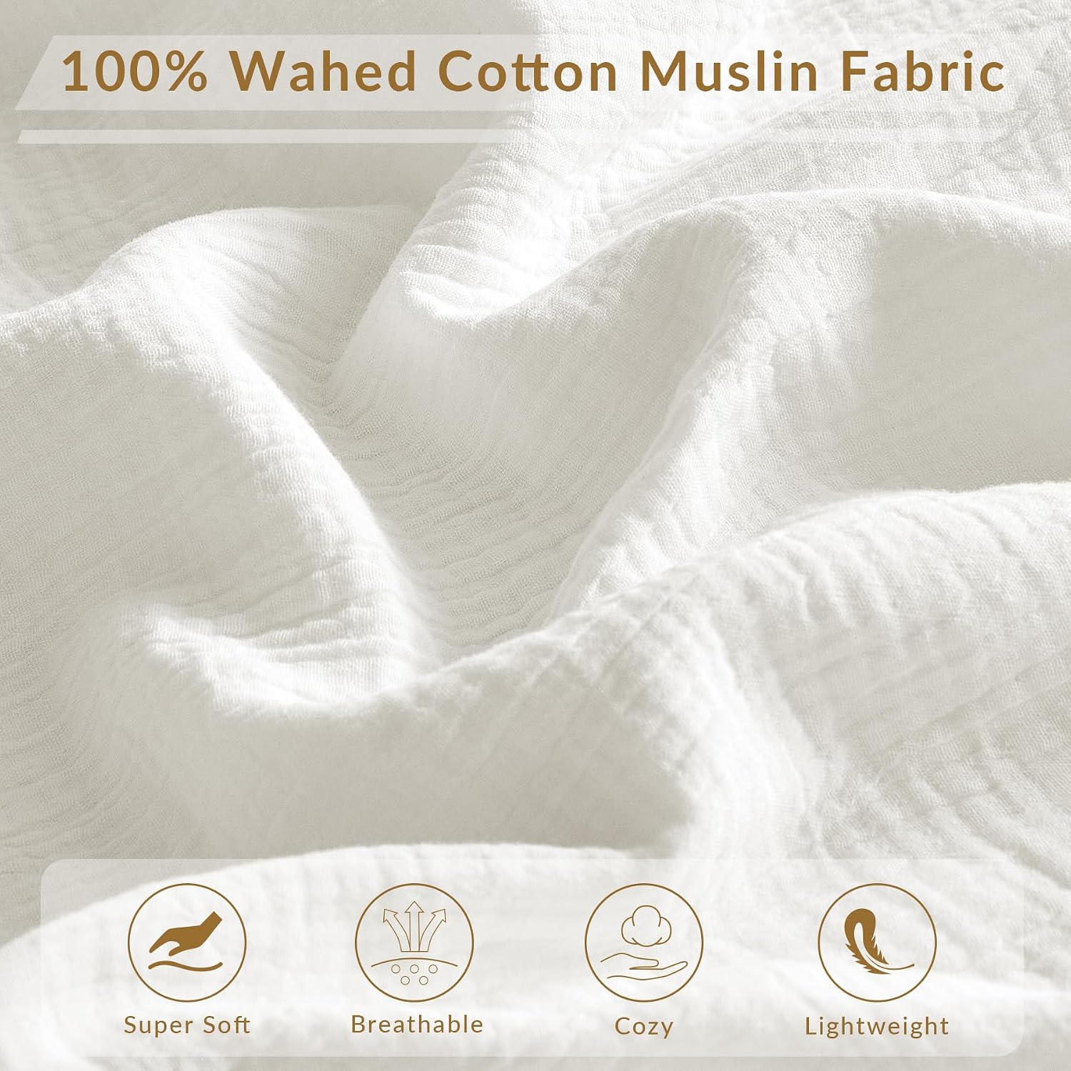 DefineCozyHealthyLife SE SOFTEXLY Muslin Pillowcases Throw Size 100% Cotton, 2 Pack Linen Like Pillow Shams with Zippered Closure, Ultral S…