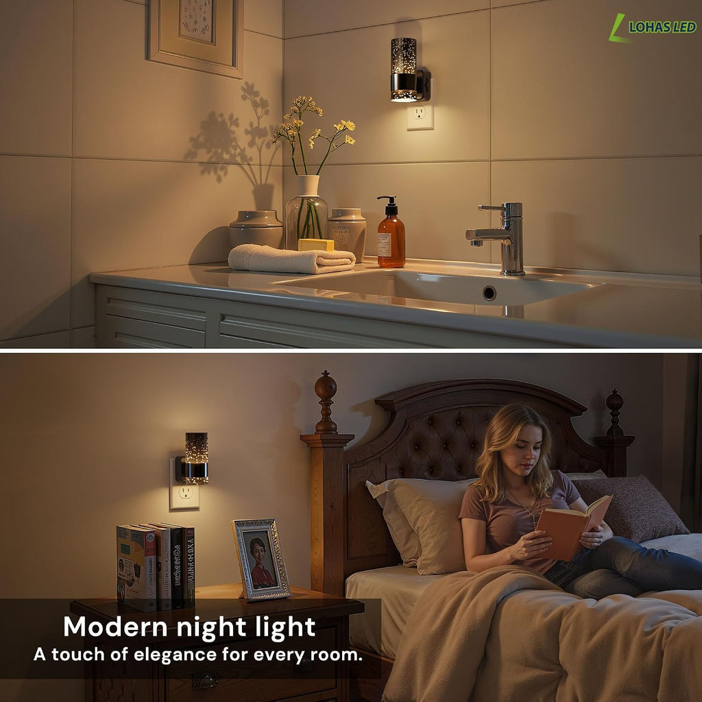 L LOHAS LED Night Lights Plug into Wall, 2 Pack Acrylic Bubble Night Light, Dimmable Nightlight with 0-100 LM, 3000K Plug in Night Light…