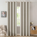 Miulee 100% Blackout Linen Curtains for Bedroom Thermal Insulated Cobblestone Grommet Room Darkening Curtains & Drapes for Living Room Nurs…