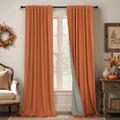 Pitalk Blackout Burnt Orange Curtain for Bedroom 96 Inch Length 2 Panels Back Tab Pocket Room Darkening Privacy Thermal Ochre Dark Orange B…