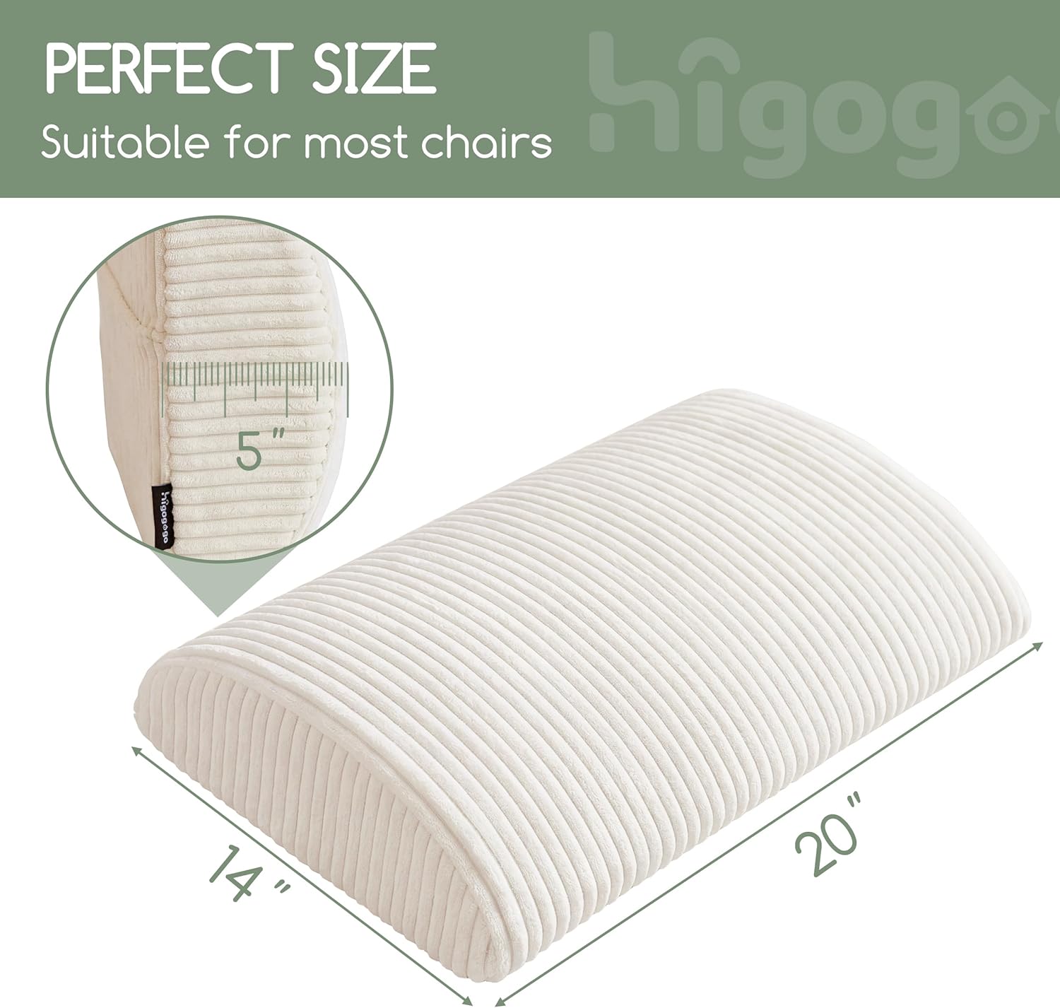 Higogogo Lumbar Support Pillow for Recliner Chair/Accent Chair/Couch, Large Memory Foam Back Support Cushion for Elderly, Recliner Cushions…