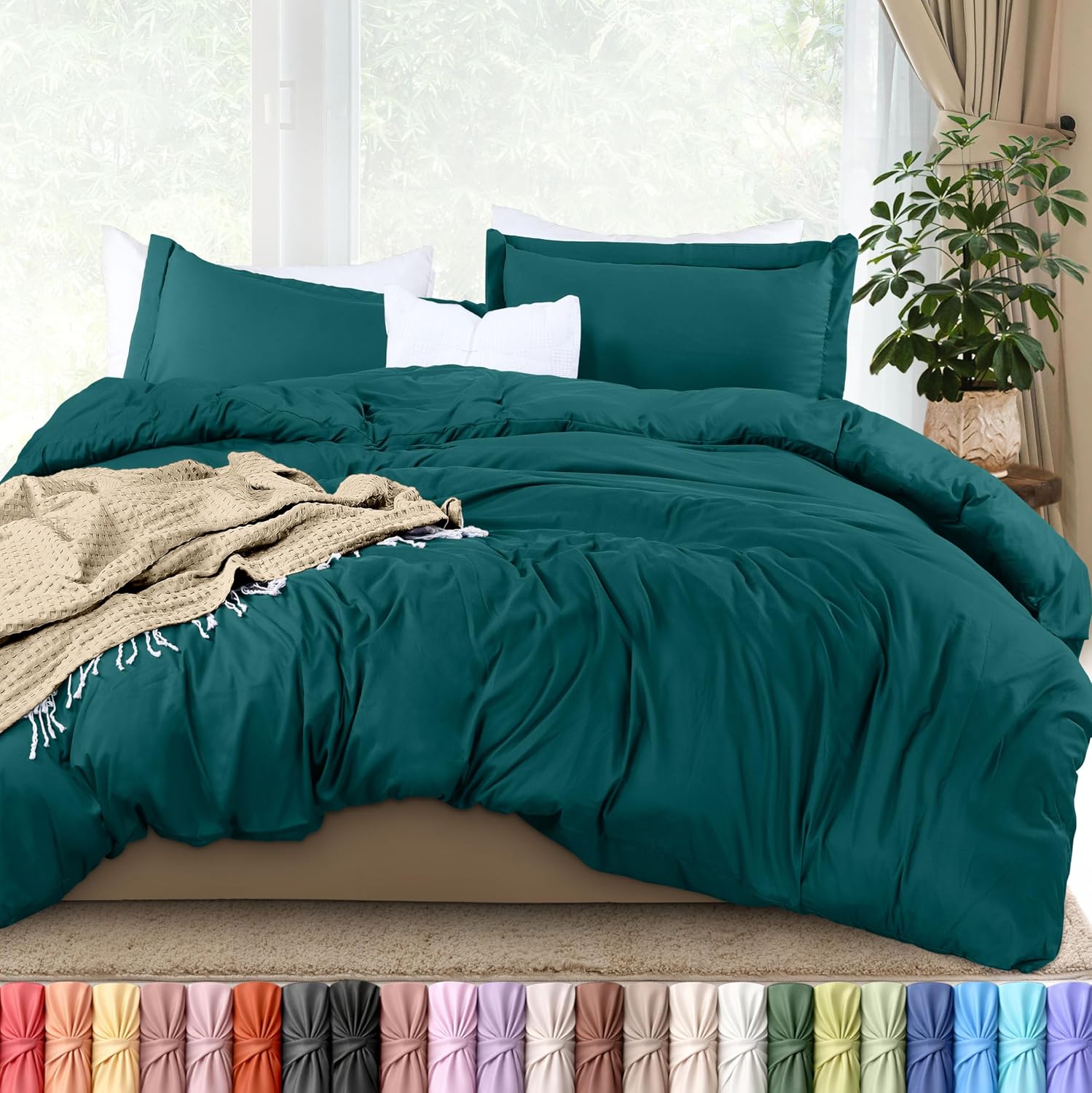 Utopia Bedding Duvet Cover King Size - 3 Piece with Zipper Closure - 1 Comforter Cover 104X90 Inches & 2 Pillow Shams 20X36 Inches (Teal)…