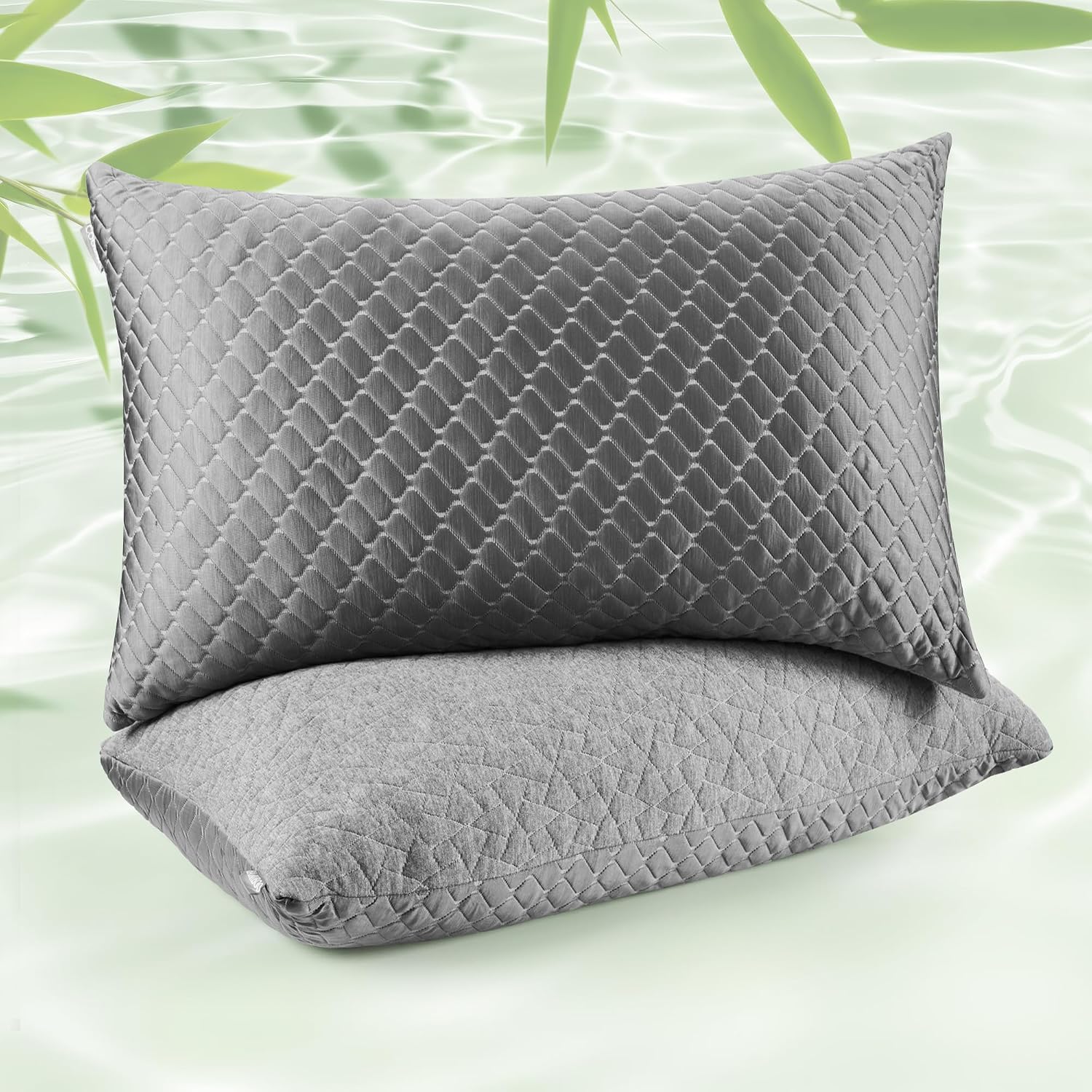 Wolki Queen Size Pillows Set of 2 Shredded Memory Foam Pillows 2 Pack, Adjustable Cooling Pillow for Side Sleepers, Back, Stomach, Hot Slee…