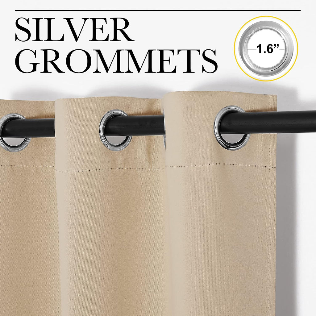 NICETOWN Room Darkening Curtain Panels for Loft, Biscotti Beige, 2 Panels, W29 x L40 -Inch, Thermal Insulated Grommet Room Darkening…