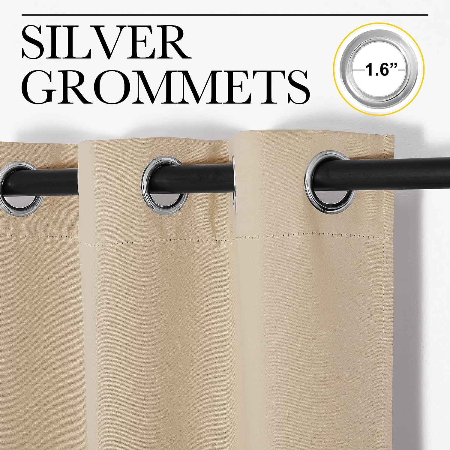 NICETOWN Room Darkening Curtain Panels for Loft, Biscotti Beige, 2 Panels, W29 x L40 -Inch, Thermal Insulated Grommet Room Darkening…