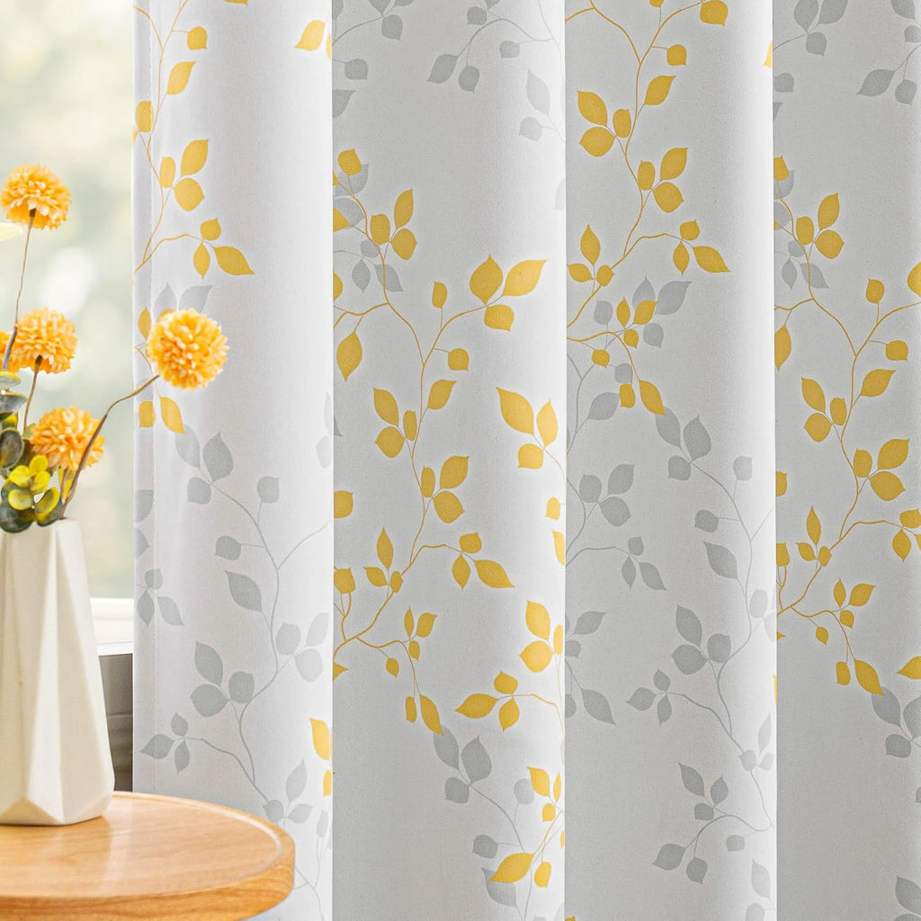 Meetsky 95% Blackout Curtains 63 Inches Length for Bedroom - Room Darkening Yellow Curtain for Kids Room, Thermal Insulated Drapes for Livi…