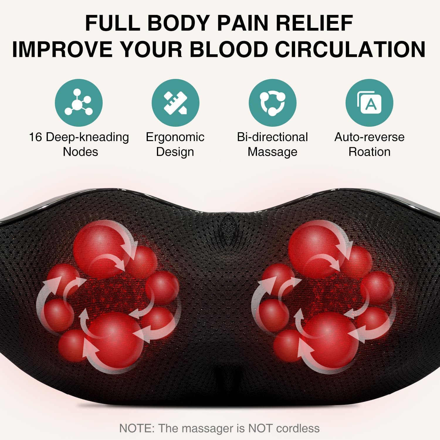Nekteck Shiatsu Neck Massager with Heat for Deep Tissue, 2026 Upgraded 3D Back Shoulder Kneading Massage Pillow, Body Muscle Relaxation Too…