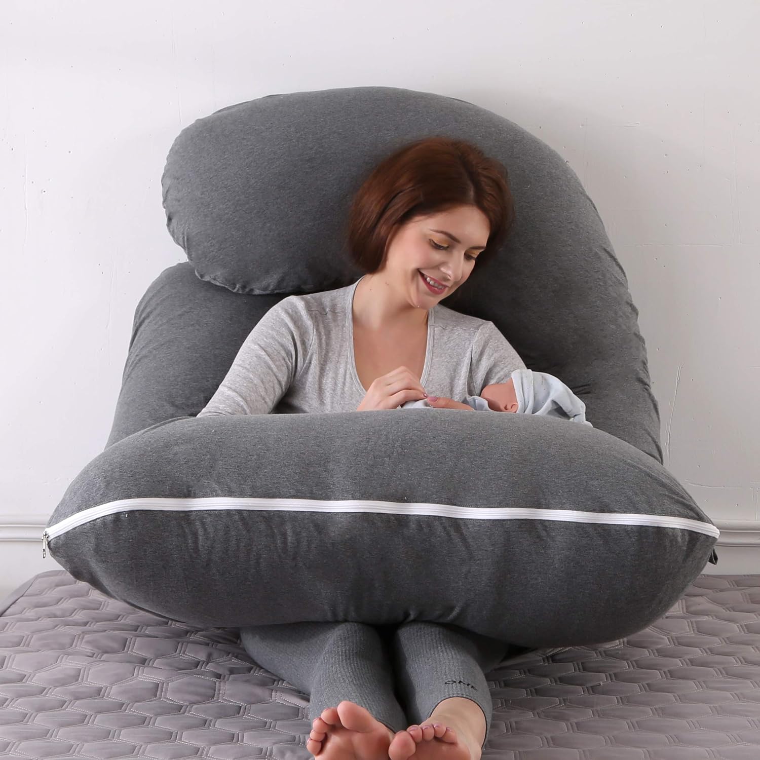 U-Shaped Full Body Pregnancy Pillow for Sleeping – 57" Maternity Pillow with Removable Cover, Support for Back, Legs, Belly & Hips…