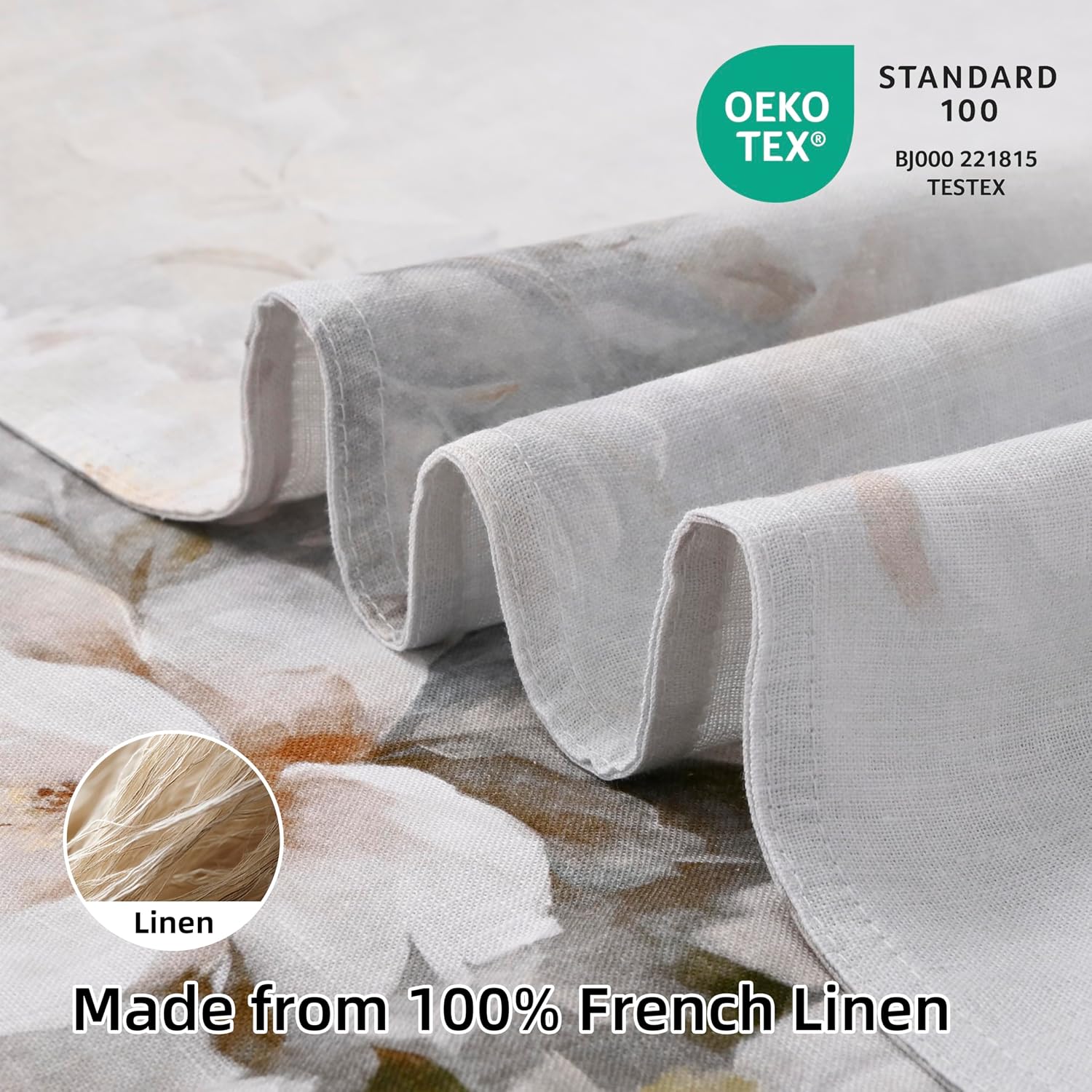 Chuffed 100% French Linen Pillow Cases Watercolor Peony Print, Farmhouse Floral Stone Washed Pillow Shams with Envelope Closure Soft Breath…