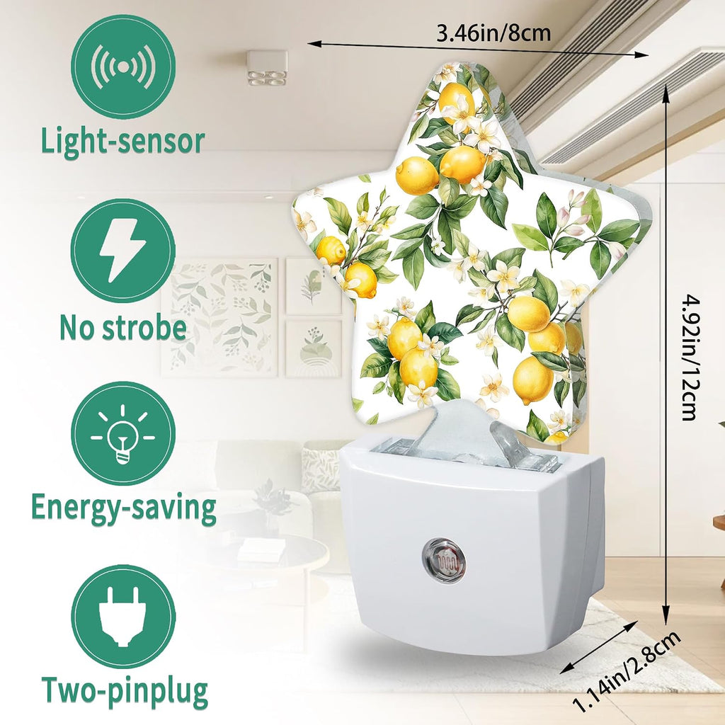 Lemon Tree Star Night Light Plug in, Decorative Night Light for Kids Room Nursery Bedroom, Soft Glow Sensor Lamp for Hallway Bathroom…