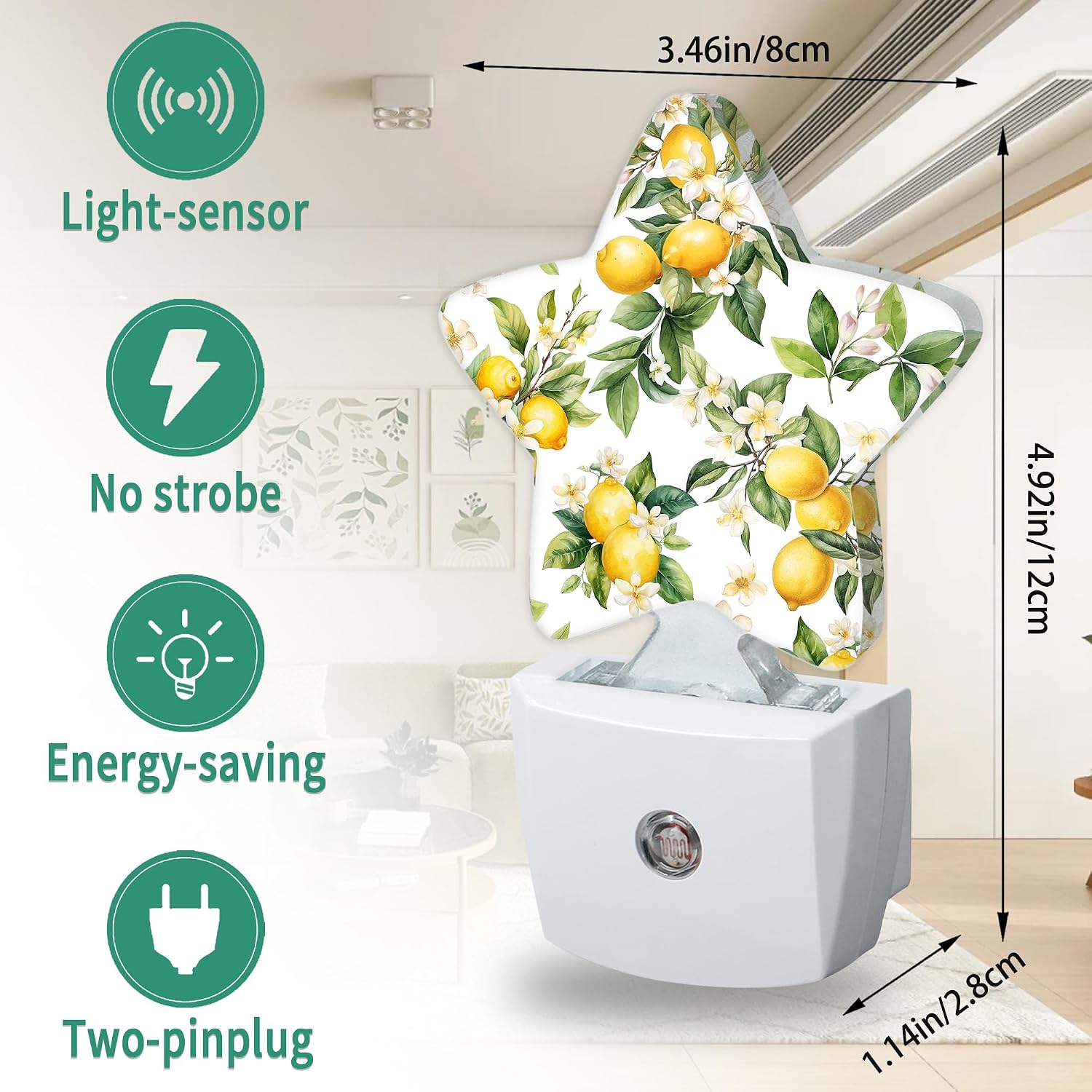 Lemon Tree Star Night Light Plug in, Decorative Night Light for Kids Room Nursery Bedroom, Soft Glow Sensor Lamp for Hallway Bathroom…