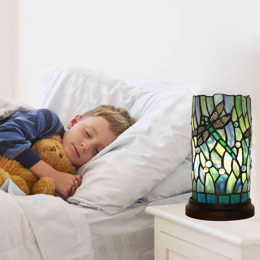 Tiffany Style Table Lamp for Bedroom Baroque Stained Glass Nightstand Bedside Night Lamp Party Light Hand-Made Art Home Deco Christmas…
