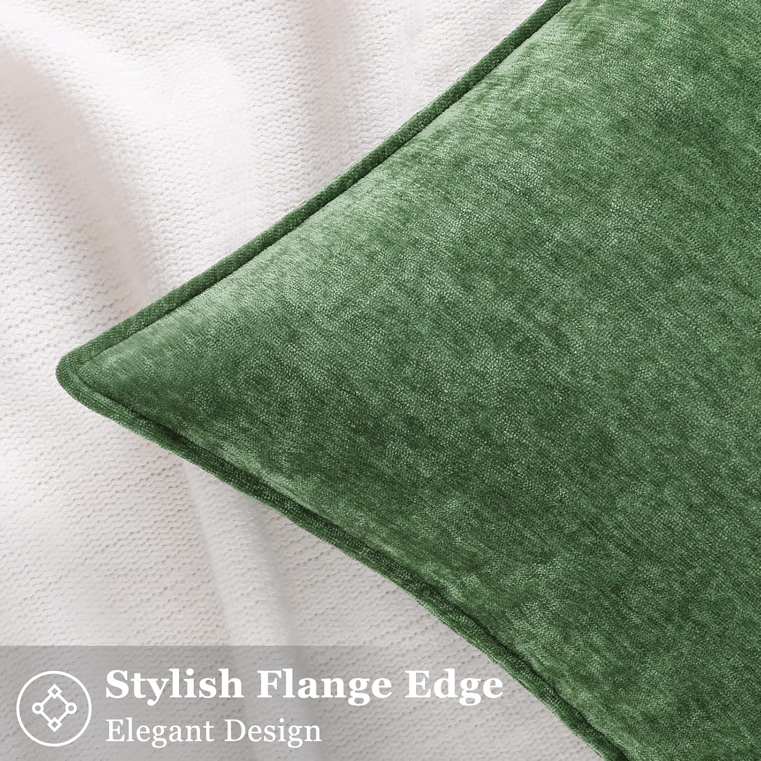 decorUhome Summer Couch Euro Sham Throw Pillow Covers 24x24 Set of 2, Decorative Soft Velvet Modern Cozy Chenille Pillow Cases with Elegant…