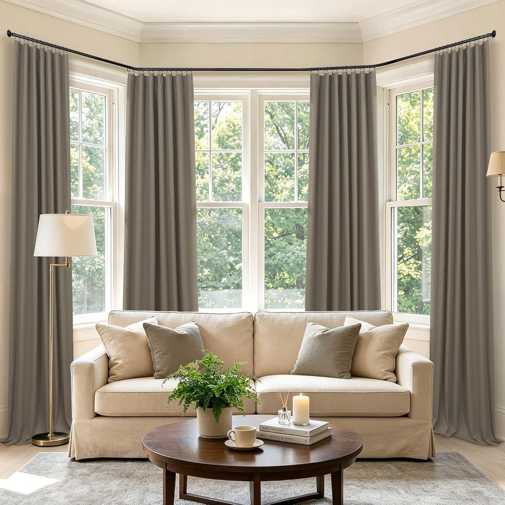 Dancurton Brown Drapes 84 Inch Length 2 Panels Set Linen Long Curtains for Bedroom Windows Soundproof Energy Efficient Thermal Insulated Ru…