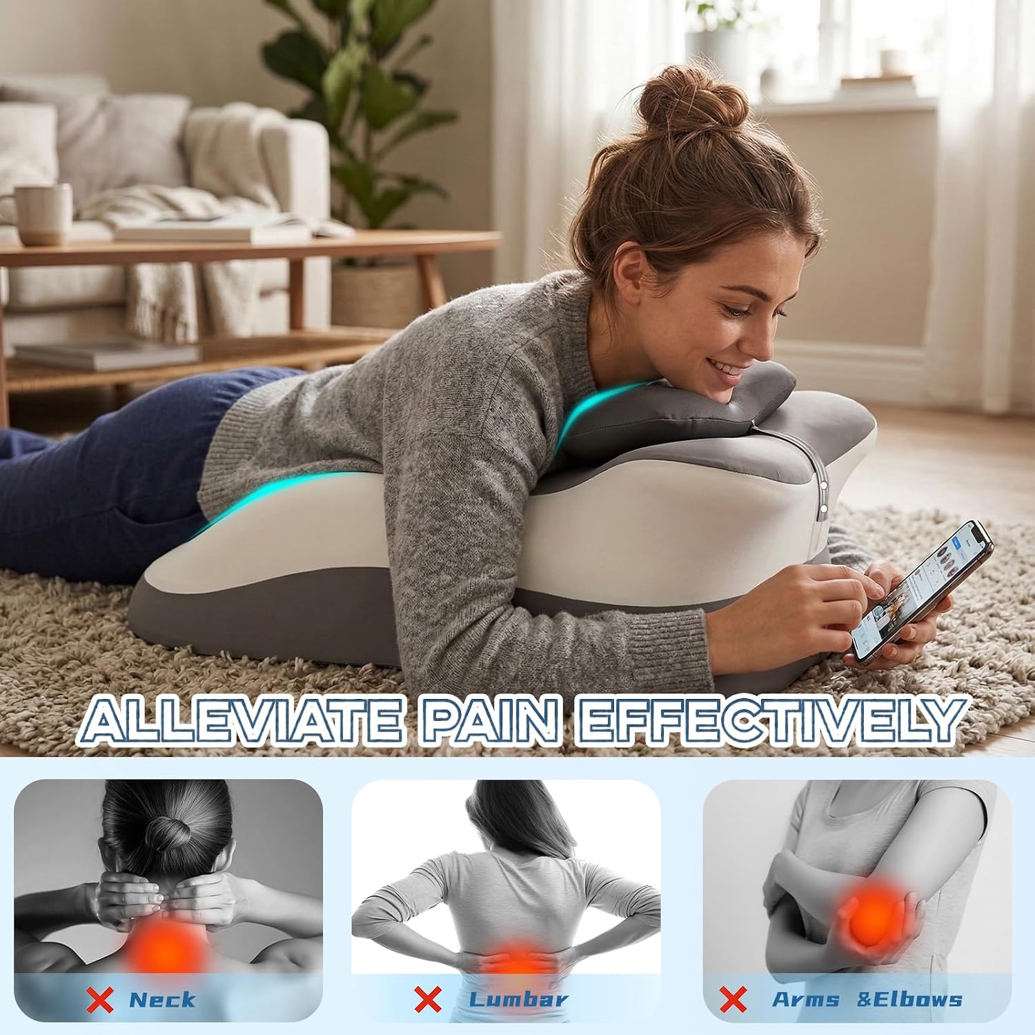 OBVADETechnology Memory Foam Ergonomic Reading Pillow for Bed, Multi-Position Support Pillow for Reading in Bed, Prone Sleeping, Lumbar & L…