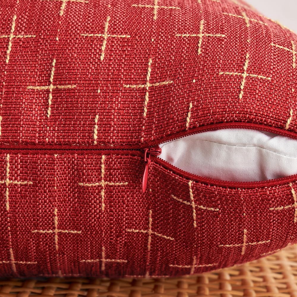 MIULEE Pack of 2 Christmas Decorative Burlap Linen Throw Pillow Covers Modern Farmhouse Pillowcase Rustic Woven Textured Cushion Cover…