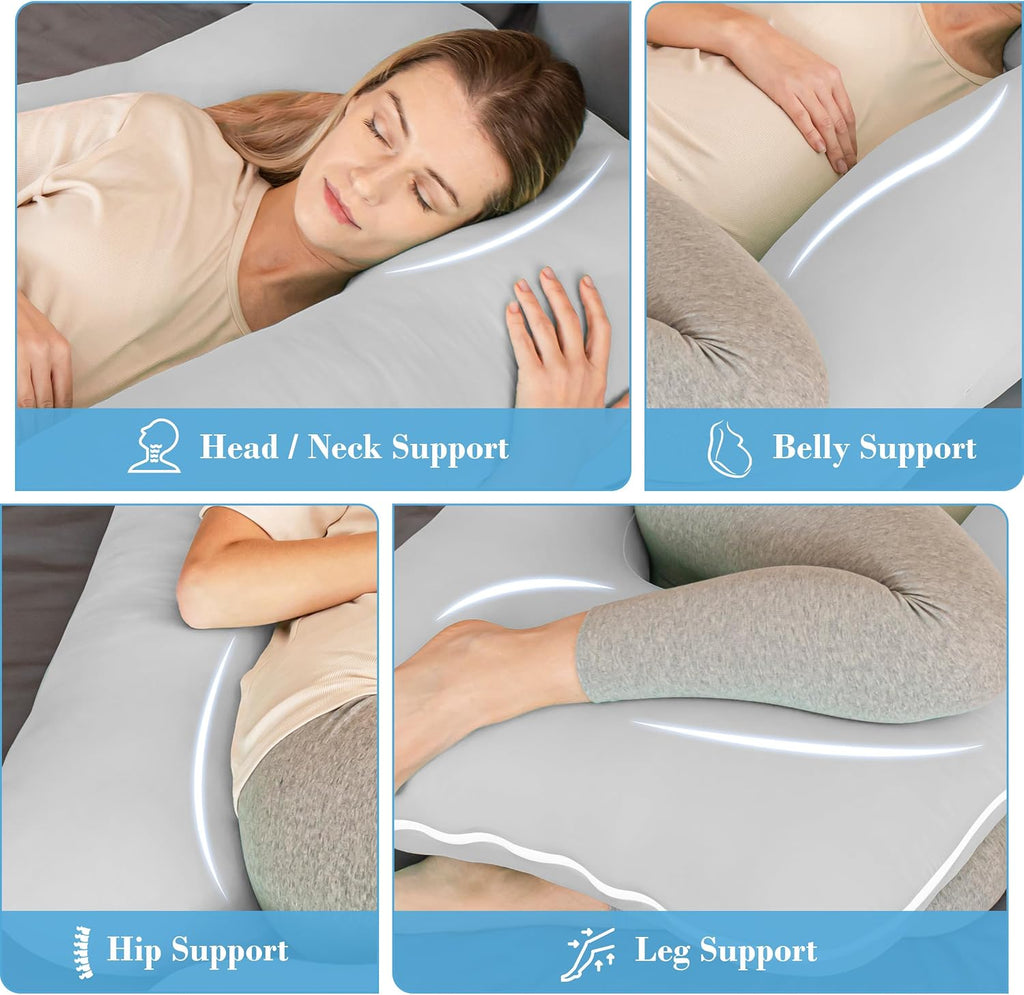 Cute Castle Cooling Cover Pregnancy Pillows, Soft U-Shape Maternity Pillow with Removable Cover - Full Body Pillows for Adults Sleeping…
