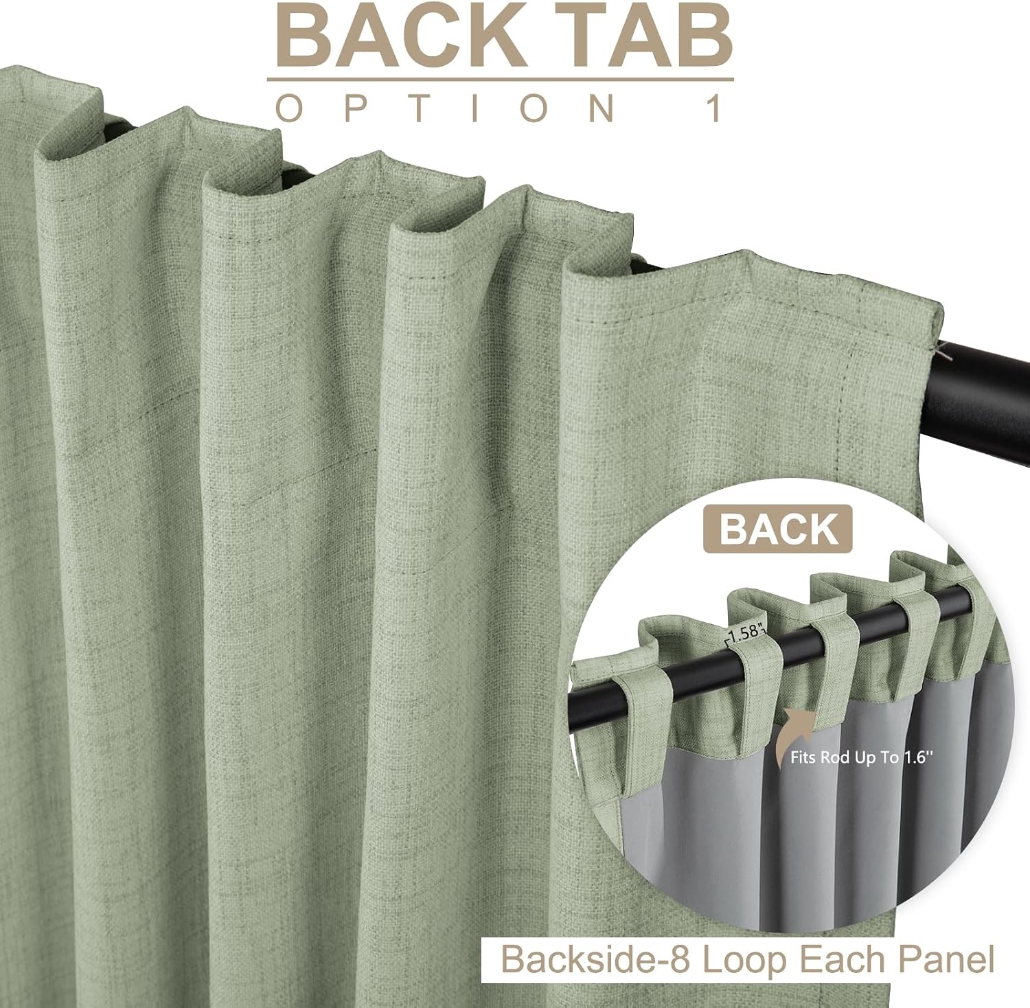 100BlackoutShield 100% Blackout Shield Linen Blackout Curtains for Bedroom 84 Inches Long, Back Tab/Rod Pocket Living Room Drapes, Thermal…