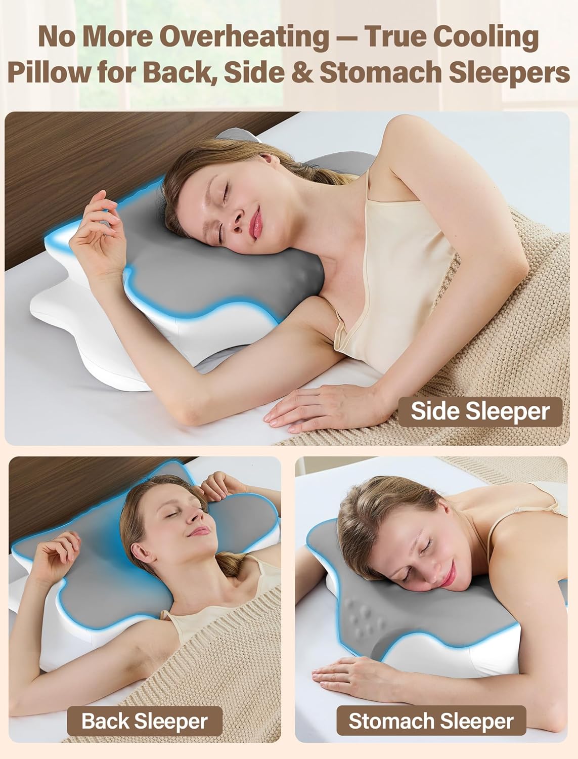 Vjasd Cervical Neck Pillow for – Ergonomic Memory Foam Pillow for Side Sleeper Contour Orthopedic Bed Cooling Pillow for Neck Support – Ide…