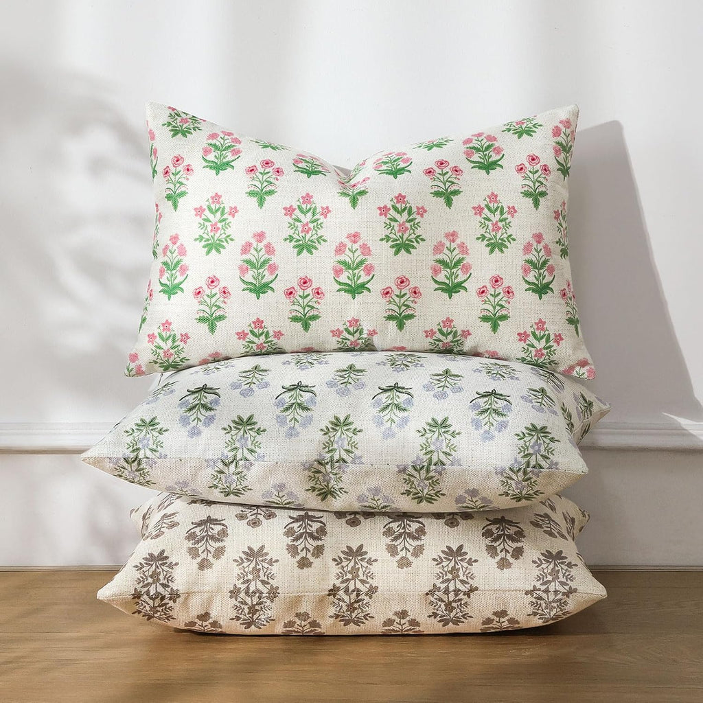 OTOSTAR Floral Print Pillow Covers 12x20 Inch Pack of 2 Double-Sided Brown Flower Lumbar Throw Pillow Covers Farmhouse Rustic Cushion…