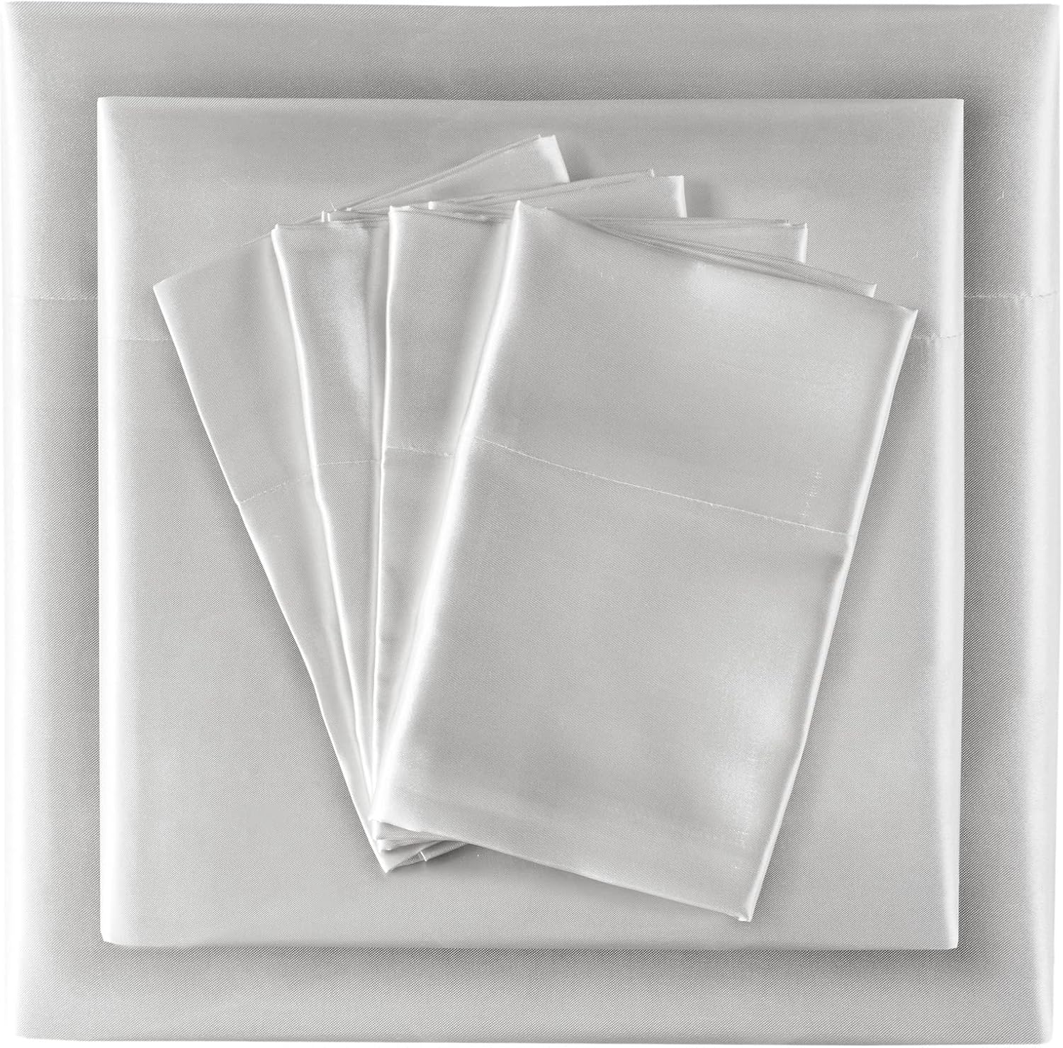 Madisonpark Madison Park Essentials Satin Sheet Set Luxury and Silky with Natural Sheen, Elastic 14" Pocket fits up to 16" Mattress, All Ar…