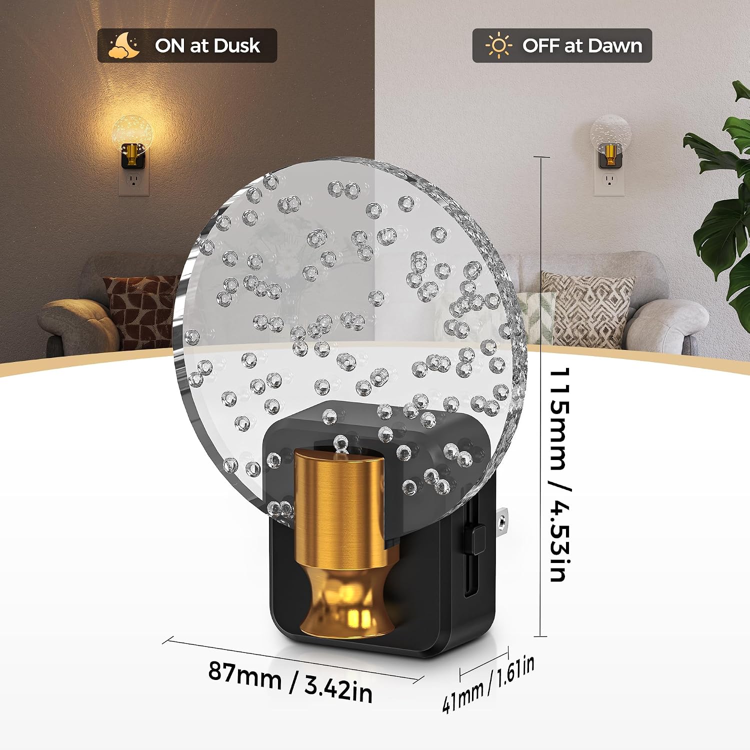 DORESshop LED Night Light[2 Pack], Decorative Bubble Night Light Plug Into Wall with Dusk-to-Dawn Sensor, Dimmable Nightlights for…