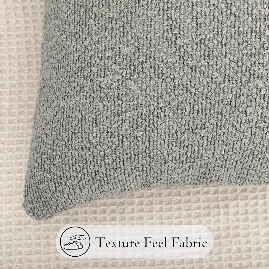 JoraLion 14x36 inch Boucle Lumbar Pillow Cover, Light Gray Woven Texture Neutral Long Pillow Cover Breathable Cushion Case for Couch Sofa…