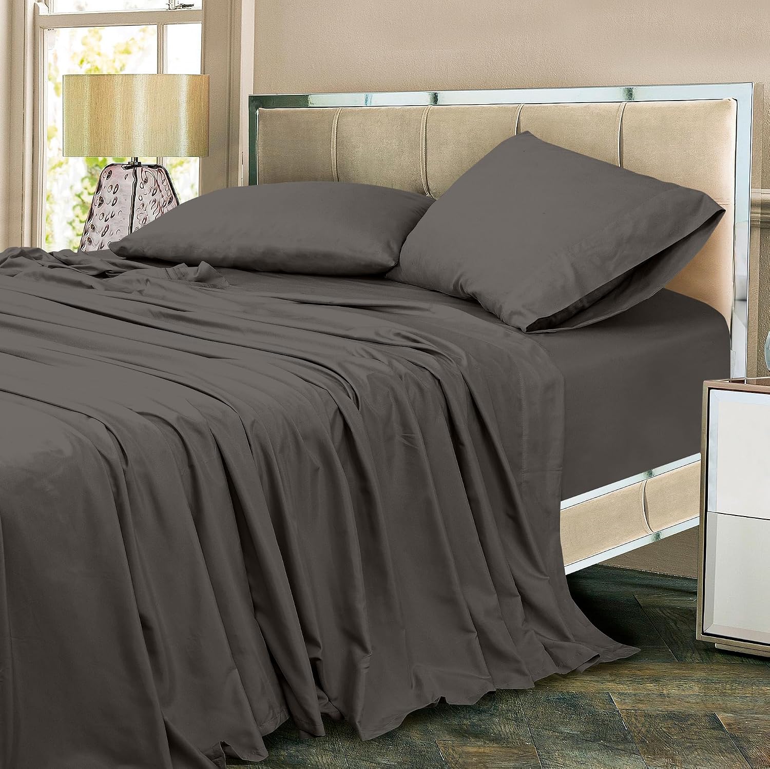 Royalelinens ROYALE LINENS 300 Thread Count 100% Long Staple Combed Cotton Sheet Set - 4 Piece King Bed Sheets - 1 Fitted, 1 Flat & 2 Pillo…