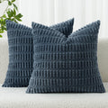 Miulee Pack of 2 Corduroy Decorative Throw Pillow Covers 16x16 Inch Soft Boho Striped Pillow Covers Modern Farmhouse Home Decor for Summer…