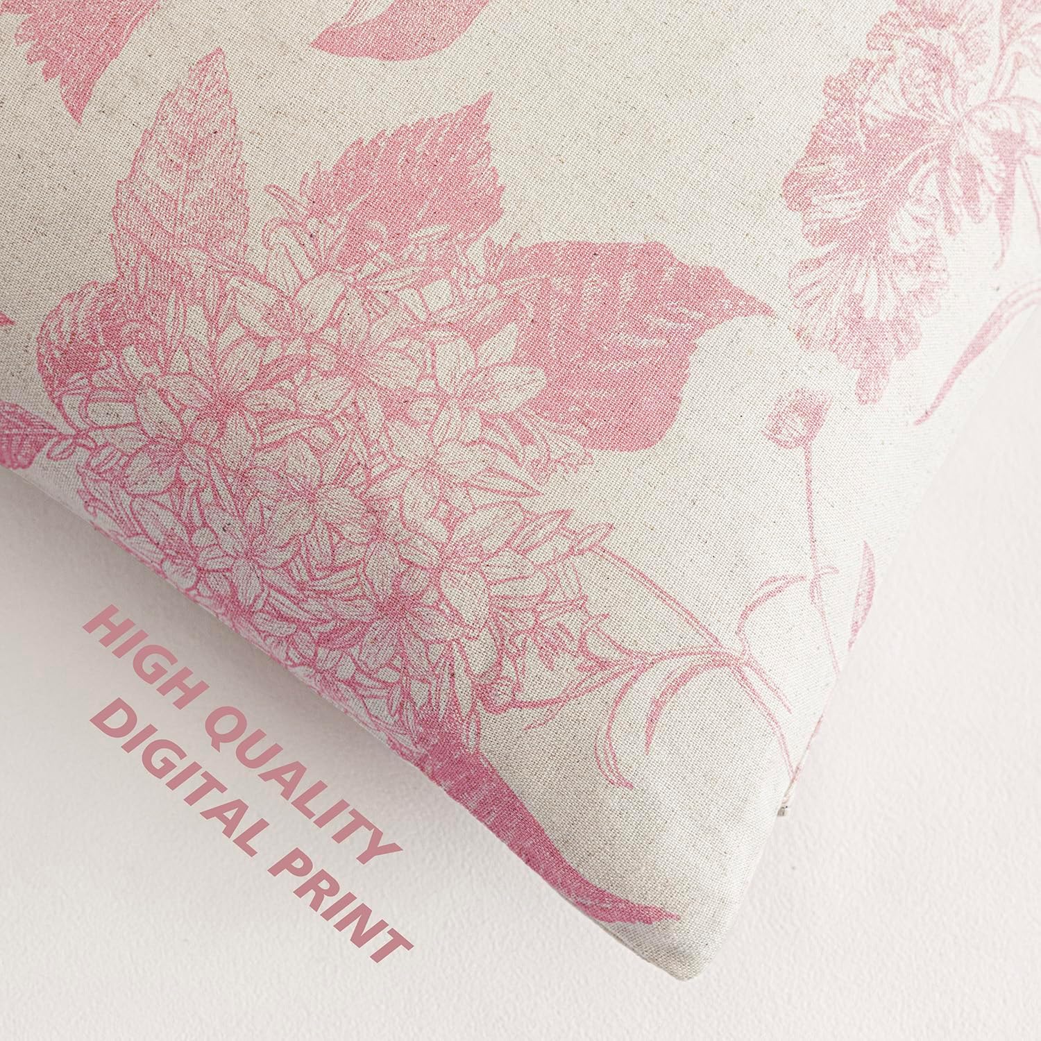 Foindtower Set of 2 Linen Floral Throw Pillow Covers Neutral Vintage Print Decorative Cozy Cushion Covers Farmhouse Boho Home Decor for…