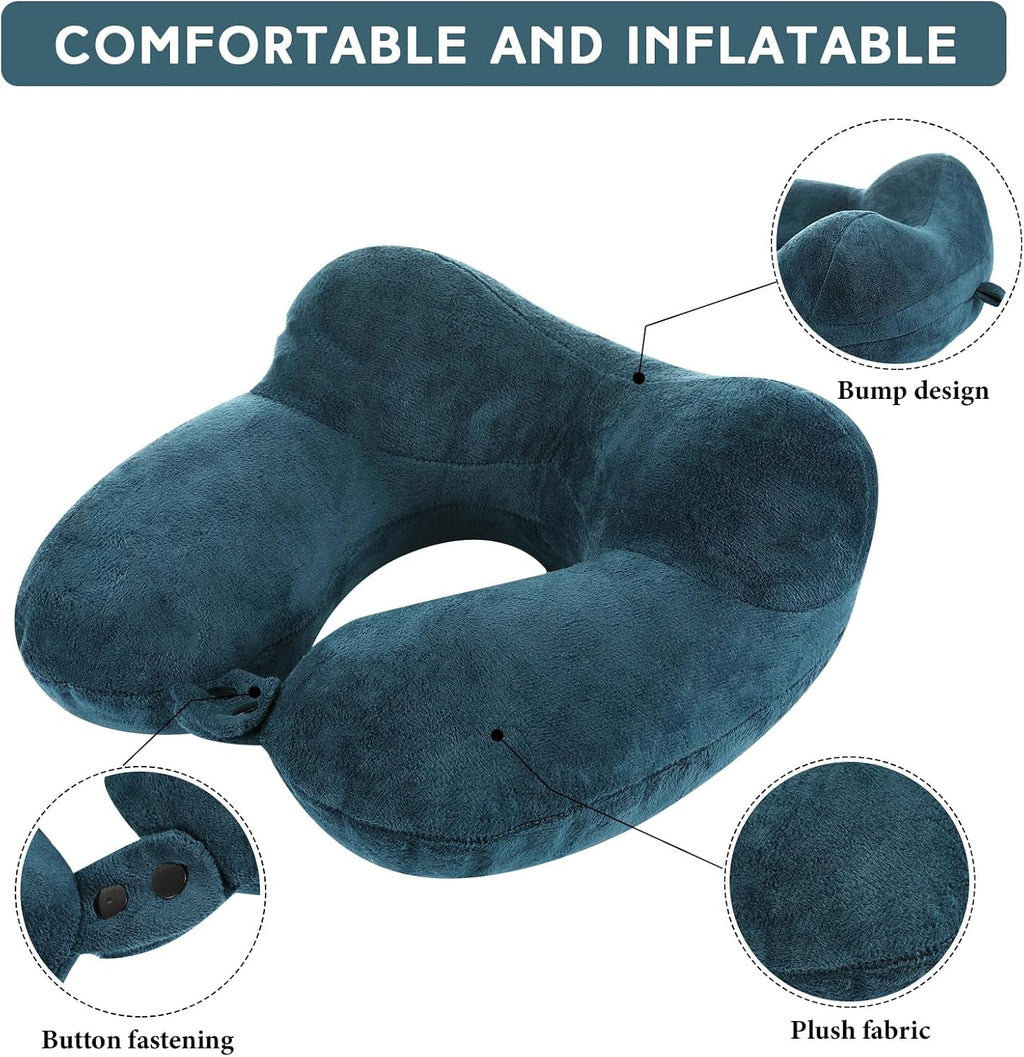 Sintuff 2 Pack Inflatable Travel Pillow for Airplanes Inflatable Neck Flight Pillows with Compact Bag and Blindfold for Traveling…