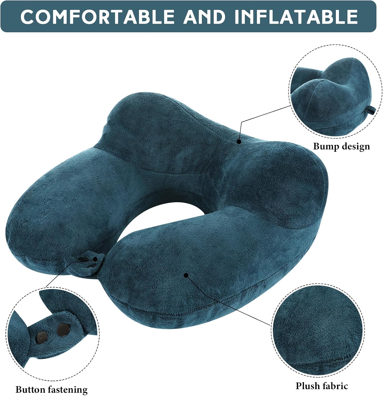 Sintuff 2 Pack Inflatable Travel Pillow for Airplanes Inflatable Neck Flight Pillows with Compact Bag and Blindfold for Traveling…