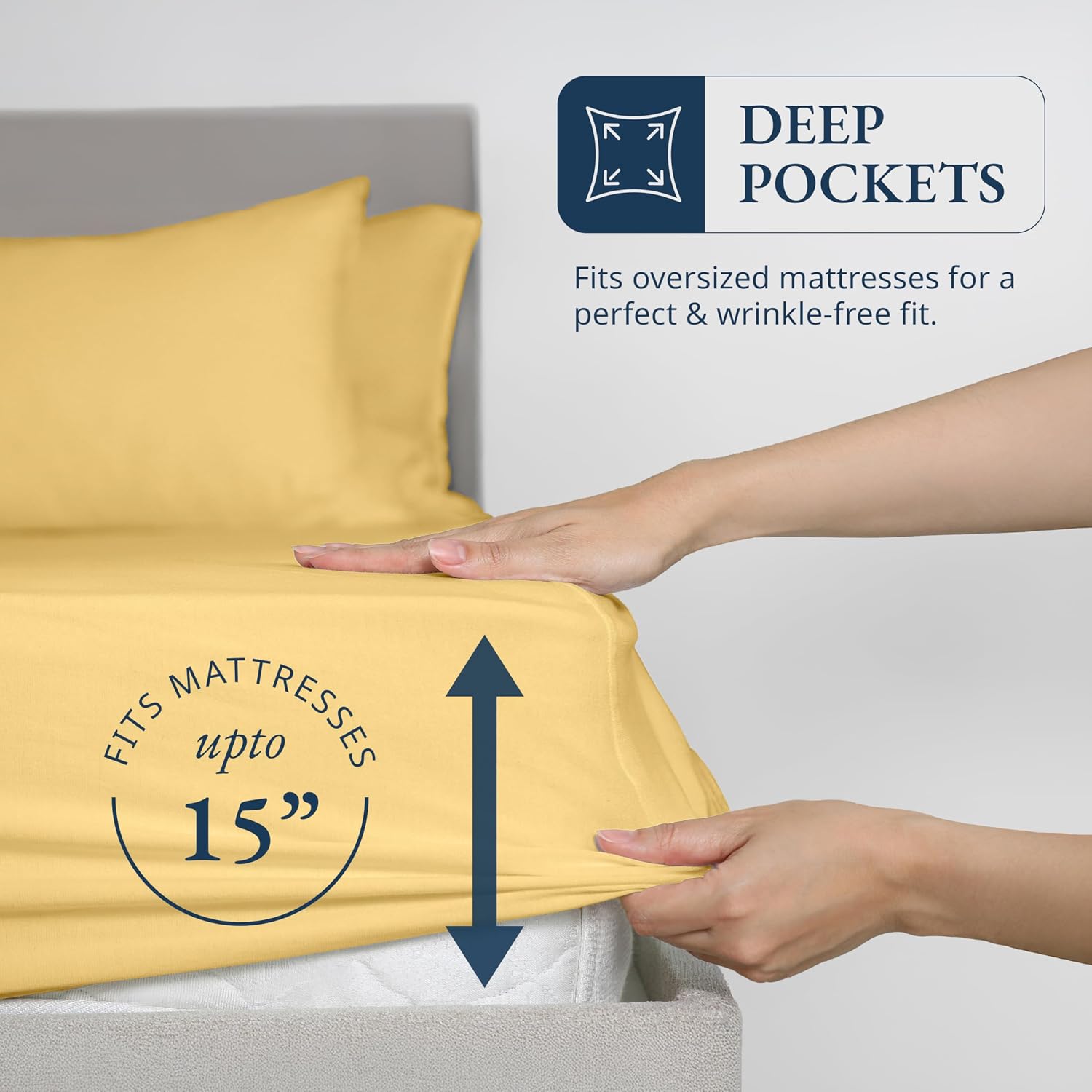 LANE LINEN 100% Organic Cotton Only Fitted Sheet Queen (+Pillowcases) 3-Piece Set, Low Pilling Fade Resistant Reinforsed Seams Machine…