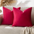GIGIZAZAFocusingonhomedecoration GIGIZAZA Red Velvet Decorative Throw Pillow Covers 18x18 for Sofa Bed 2 Pack Soft Cushion Covers 2 Pack Red