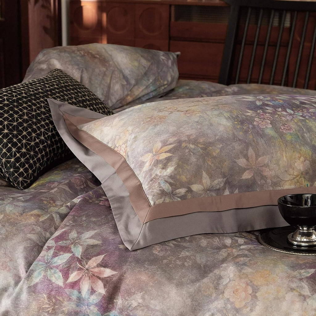 mixinni Vintage Floral Duvet Cover Set - Queen Size, 100% Long Staple Cotton Percale, Reversible Purple Floral Bedding Set with Zipper Clos…