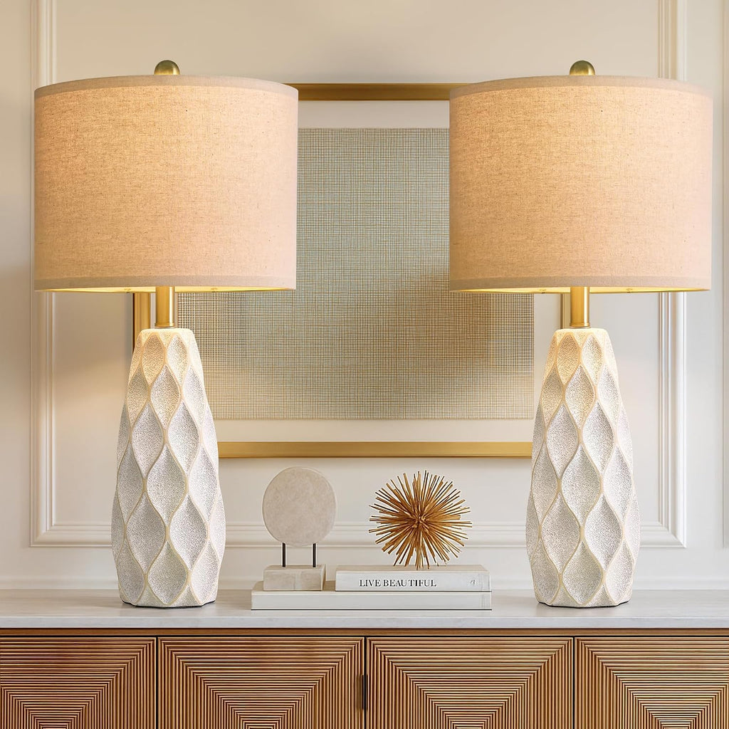 27.5" Ceramic Table Lamps for Living Room Bedroom Lamps Set of 2 Modern Boho Bedside Lamps Night Stands Farmhouse Vintage Large…