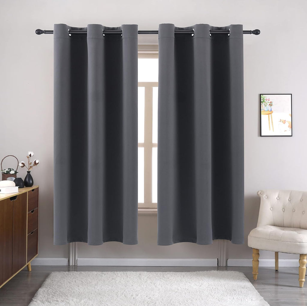 Pickluc Grey Blackout Curtain Panels with Grommet, Light Blocking Drapes for Bedroom, Thermal Insulated, Noise Reduction, Privacy Protectio…