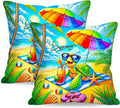 BlissYard Summer Beach Throw Pillow Covers Set of 18x18 Decorative Pillow Covers Cute Sea Turtle Ocean Theme Cushion Covers for Couch…