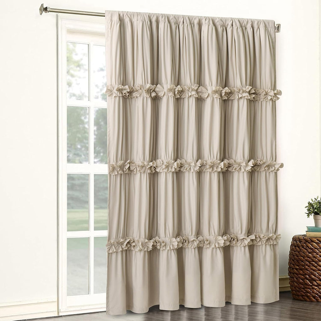 Homechoice Decor Room Divider Curtains, Boho Ruched Blackout Window Treatments with 3 Rows of Butterfly Flowers, Rustic Rod Pocket…